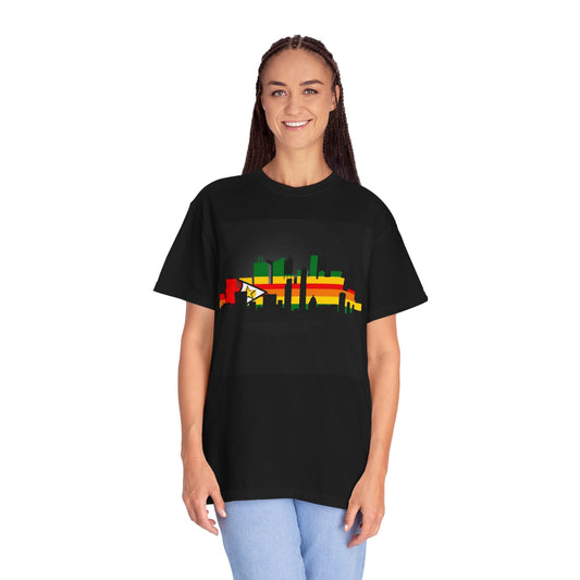 Zimbabwe Skyline Unisex Garment-Dyed T-Shirt, Gift for Travelers, Casual Wear, Africa Lover Tee, Streetwear, Summer Fashion